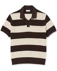 Lacoste Men's Short-Sleeve Striped Polo Collar Knit Sweater