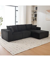 gaomon 108" L-Shaped Modular Sectional Sofa, 3-Piece Corduroy Cloud Couch with Right Facing Chaise and Armrests