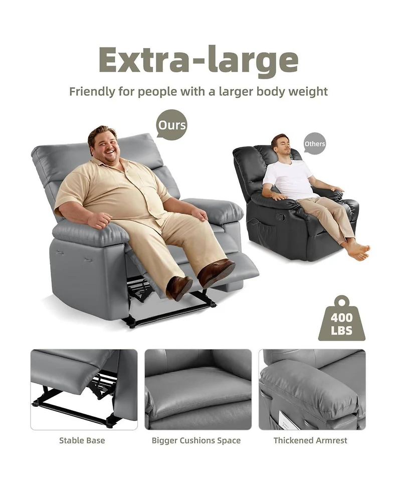 gaomon Oversized Manual Massage Recliner Sofa Chair for Living Room and Bedroom