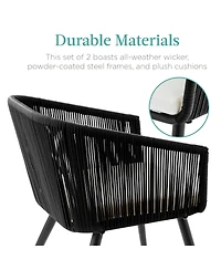 Best Choice Products Set of 2 Indoor Outdoor Patio Dining Chairs Woven Wicker Seating 250lb Capacity - Gray/Black