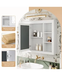 Busdays 35'' x 27.5'' Bathroom Medicine Cabinet with Mirror, Wall Mounted Storage Cabinet with 6 Open Shelves