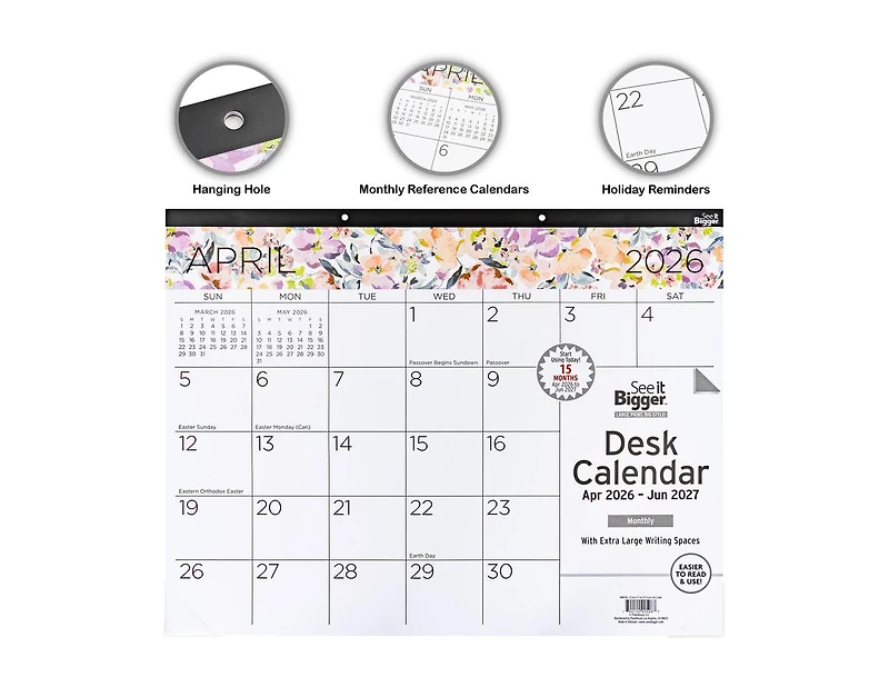 See It Bigger Desk Pad Calendar 17x22"