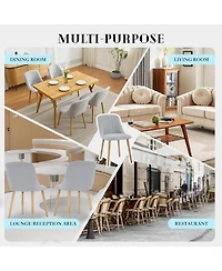 gaomon Dining Chairs Set of 4, Upholstered Fabric Chairs with Curved Back & Oak Legs