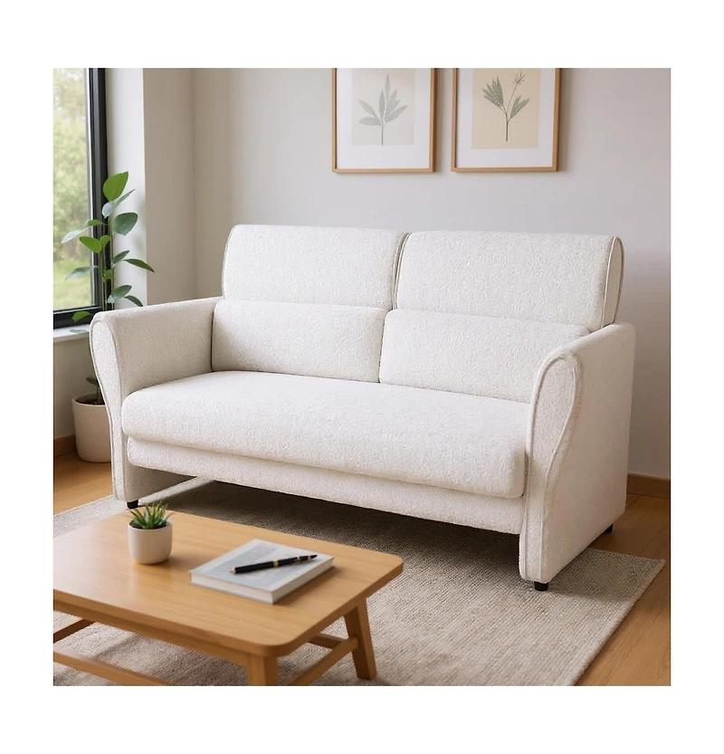 gaomon 57" Loveseat Sofa, Modern Upholstered Couch with High Backrest and Removable Lumbar Pillows for Small Spaces.