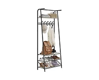 gaomon Coat Rack Shoe Bench with 5 Hooks, Hall Trees Entryway Bench with Storage, Multifunctional Hallway Organizer, Wood Look Accent Furniture with M