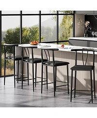 gaomon Bar Stools Set of 4 with Backrest and Footrest,Kitchen Barstools with Thick Cushion,25 in Counter Height Bar Stools for Dining Room Kitchen