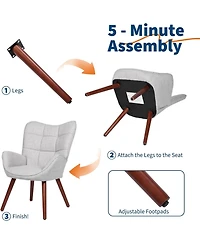 gaomon Modern Upholstered Chairs for Dining Table,Mid Century Faux Leathern Kitchen with Metal Legs,Farmhouse High Back Dinning Chair