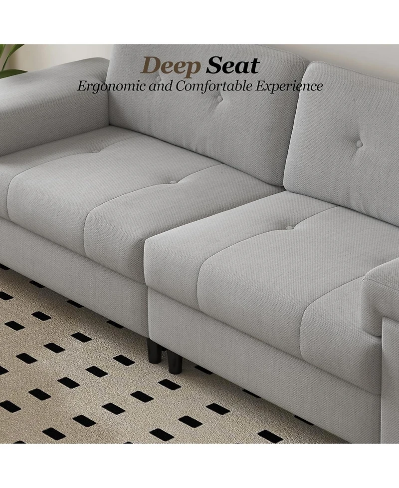gaomon 85 Inch Modern 3 Seater Sofa for Living Room, Deep Seat Chenille Couch with Adjustable Wide Armrest & Plush Backrest