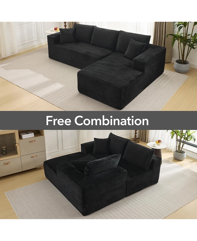 gaomon Sectional Couches for Living Room, L-Shaped Plush Corduroy Fabric Upholstered Modular Sectional Couches