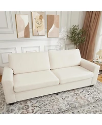 gaomon 90" Velvet 3-Seater Sofa, Oversized Tufted Couch with Wide Armrests and Washable Cushions, Living Room