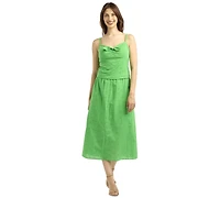 Bcx Women's Eyelet Tie-Front Sweetheart Neck Camisole Top