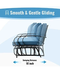 Gymax 2-Person Outdoor Patio Glider Bench Swing Seat w/ and Back Cushions Brick