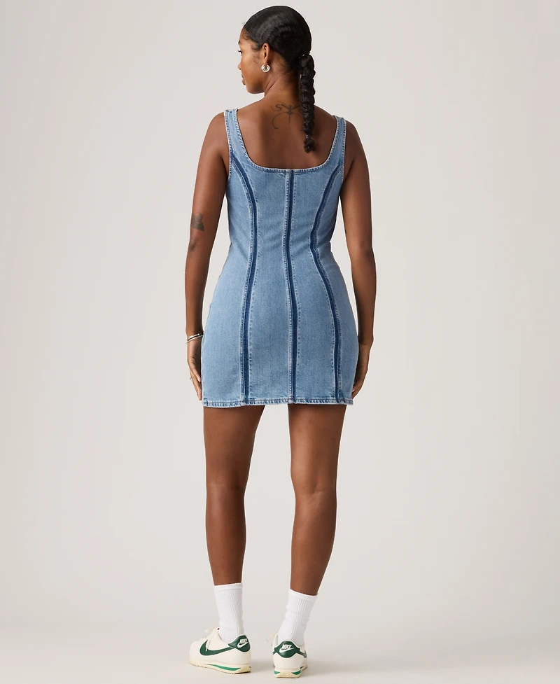 Levi's Women's Seamed Figure Hugging Slim Fit Square Neck Cotton Dress