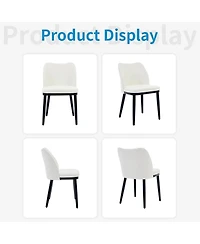 gaomon Linen Dining Chairs Set of 6, Upholstered Side Chairs with Padded Seat & Wood Legs