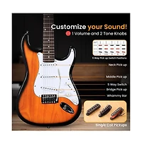 Pyle 39.2 Full-Size 6-String Electric Guitar Kit with 5W Amplifier and Accessories PEGKT400NB