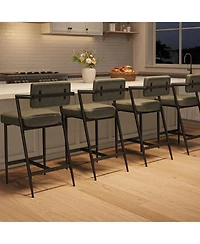 gaomon Bar Stools Set of 4 with Armrests,Counter Height Bar Stools of 4 with Backrest,Footrest,Thick Cushion and Thickened Metal Legs for Island