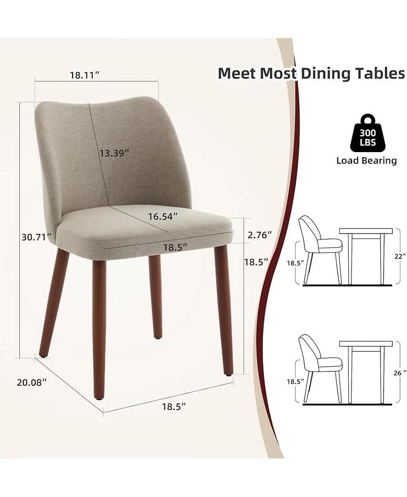 gaomon Linen Dining Chairs Set of 4, Upholstered Wingback Chairs with Wood Legs