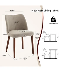 gaomon Linen Dining Chairs Set of 4, Upholstered Wingback Chairs with Wood Legs