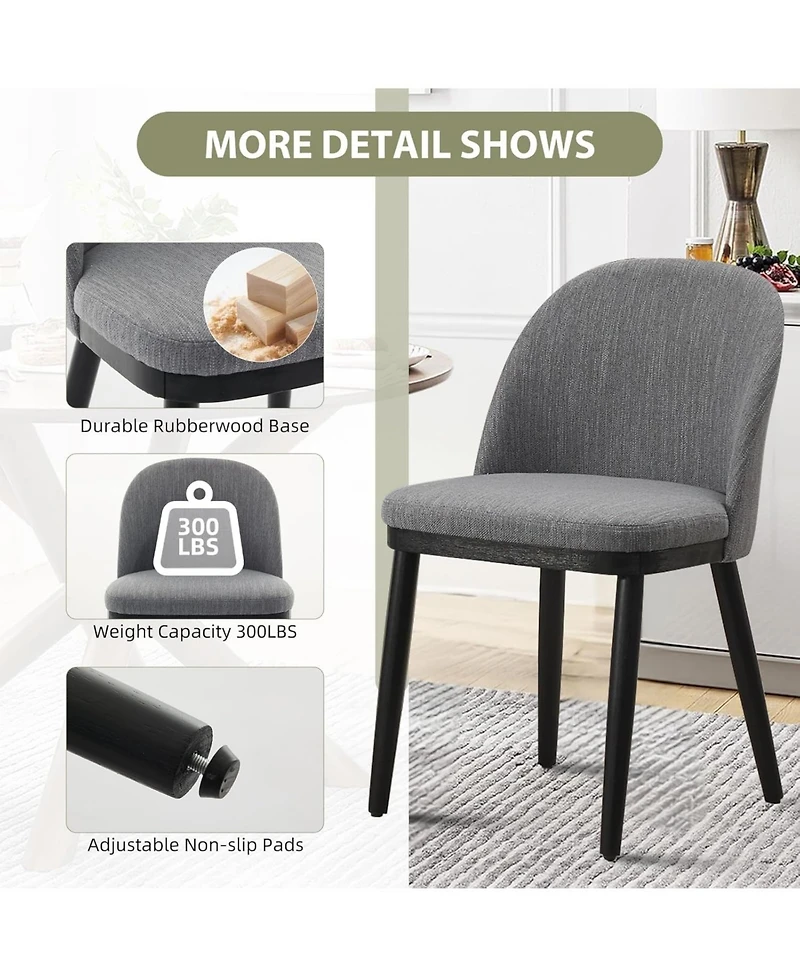 gaomon Upholstered Dining Chairs Set of 6, Fabric Chairs with Thick Cushion and Curved Back