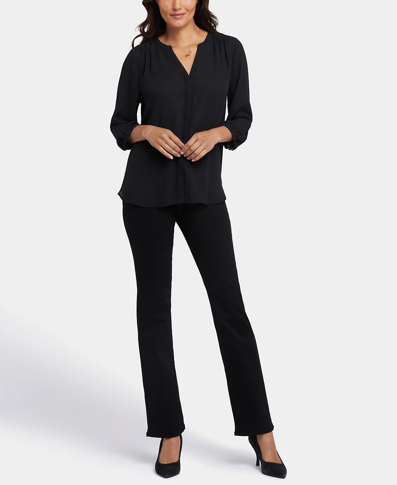 Nydj Petite Pintuck Split neck Top