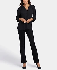 Nydj Petite Pintuck Split neck Top