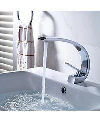 Busdays Chrome Bathroom Faucet,Faucet for Bathroom Sink, Single Hole Bathroom Faucet Modern Single Handle Vanity Basin Faucet