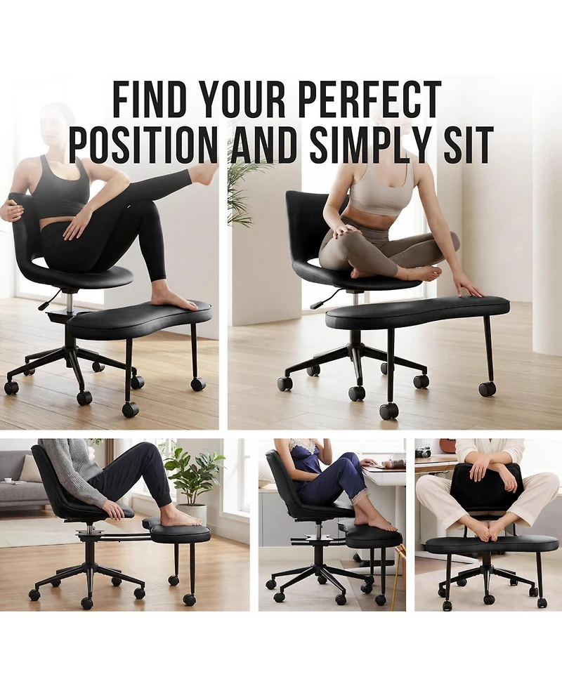 gaomon Ergonomic Cross-Legged Office Chair with High Lumbar Support, Adjustable Height Kneeling Chair