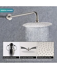 Busdays Wall Mounted Round Shower Combo Set with 10" Rain Shower head and Handheld Shower Head Set with Pressure Balancing Valve