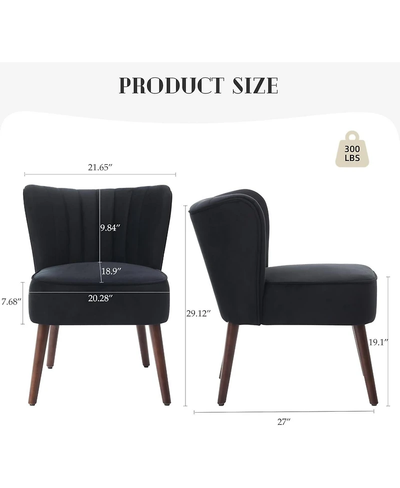 gaomon Modern Velvet Accent Chair Set of 2 with Wood Legs
