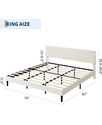 gaomon Corduroy Mdf Bedhead Storage Soft Package Bed, Spacious Storage, Comfortable Mattress