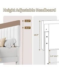 gaomon Iron Mdf Vertical Pattern Soft Bag Basic Bed, Upholstered Bed Frame, Stylish Design, Comfortable Mattress