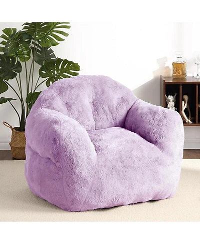 gaomon 51" Fluffy Faux Fur Bean Bag Chair Cover with Filler, Machine Washable