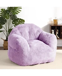 gaomon 51" Fluffy Faux Fur Bean Bag Chair Cover with Filler, Machine Washable