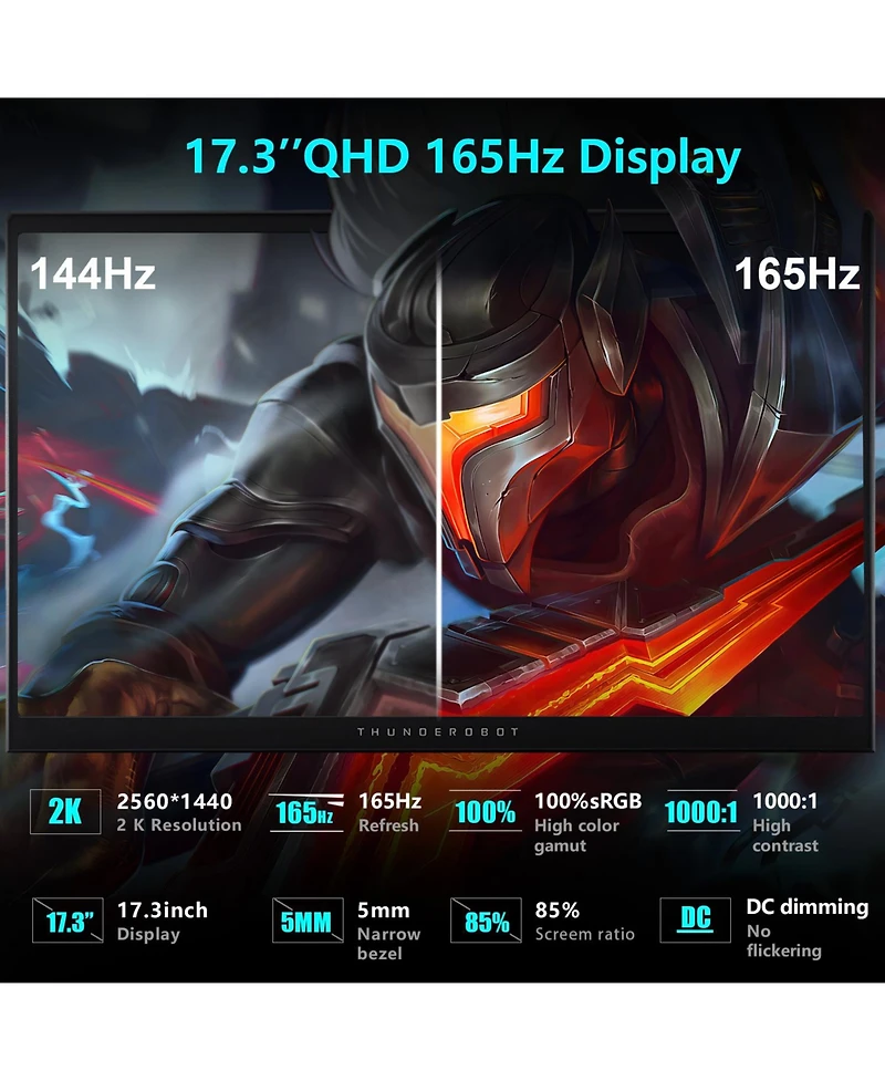 Thunderobot Storm 17.3" Traditional Laptop Intel Core i7 32GB Ram Nvidia GeForce Rtx 5070 2TB Ssd Storage Windows 11 Home 165Hz