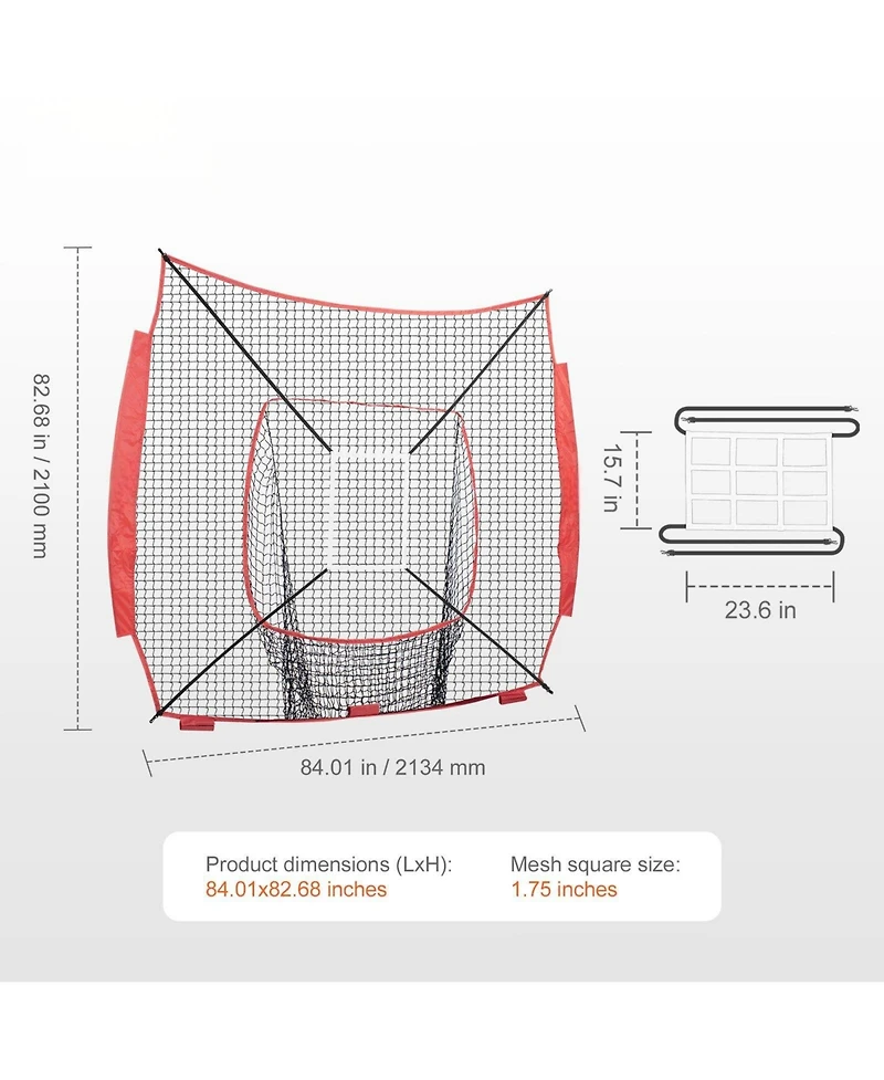 Mecale 7 x 7 Ft Baseball Softball Practice Net with Strike Zone
