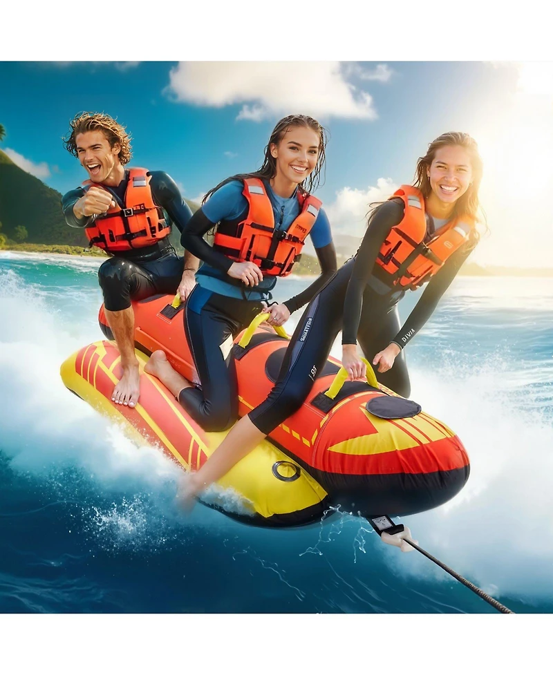 Mecale 1-3 Rider Towable Boat Tube with Nylon Cover and Safety Valve