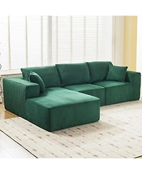 gaomon 108" L-Shaped Modular Sectional Sofa, 3-Piece Corduroy Cloud Couch with Left Facing Chaise & Armrests