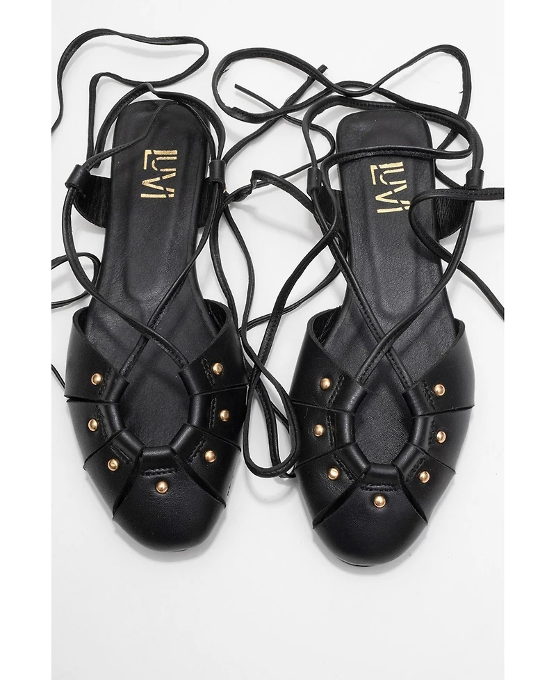 Forever & Always Shoes Women's Daria Leather Ankle Lace-Up Sandal