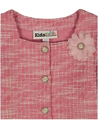 Kids Headquarters Girls' 2T-6X Short-Sleeve T-Shirt and Boucle Knit Corsage Skirt, 2-Piece Set