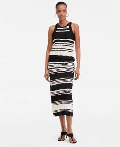 I.N.C. International Concepts Womens Stripe Crochet Top Midi Skirt Macys Exclusive
