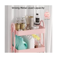 Gouun 3-Tier Metal Rolling Utility Cart with Wheels Mobile Storage Organizer Trolley