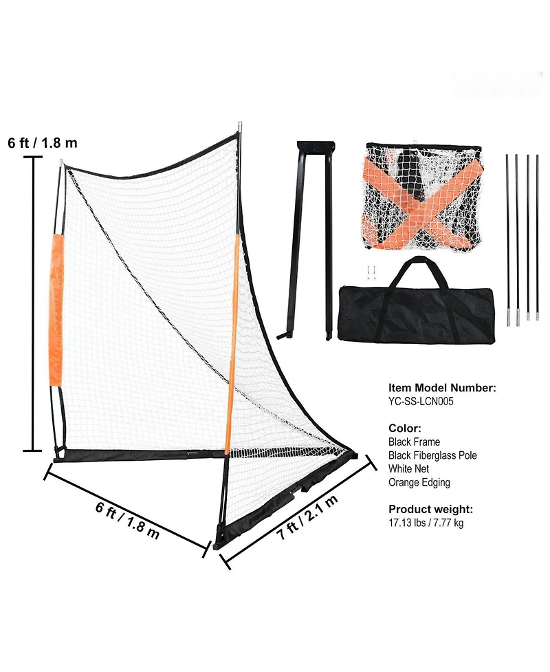 Mecale 6 x 6 Ft Portable Lacrosse Goal with Fiberglass Frame and Carry Bag