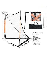 Mecale 6 x 6 Ft Portable Lacrosse Goal with Fiberglass Frame and Carry Bag