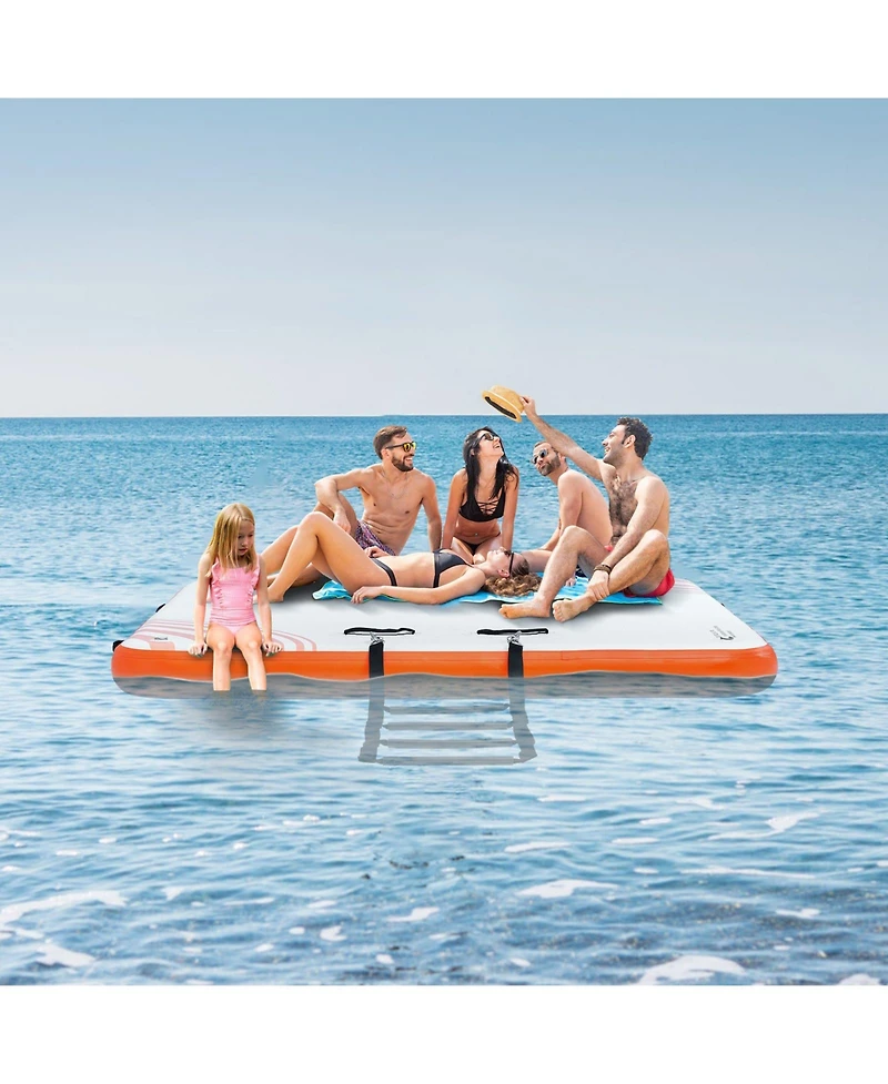 Mecale Inflatable Floating Dock Platform with Non-Slip Surface and Ladder