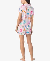 Cuddl Duds Women's Short-Sleeve Top and Pull-On Pajama Shorts, 2-Piece Set