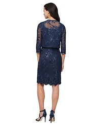 Alex Evenings Women's Glitter Lace Jacket & Dress, 2-Piece Set
