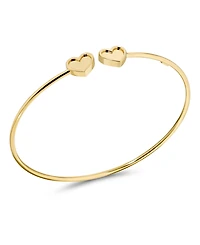 Devata Double Sweet Heart Bangle Bracelet in 14K Gold, Fits Small to Medium Wrist, Approx. 3.9 grams.