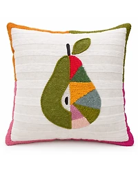 Vibhsa Dear Pear Textured Stripe Embroidered Decorative Pillow, 20" x 20"