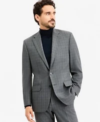 Tallia Mens Classic Fit Gray Blue Check Suit Separates