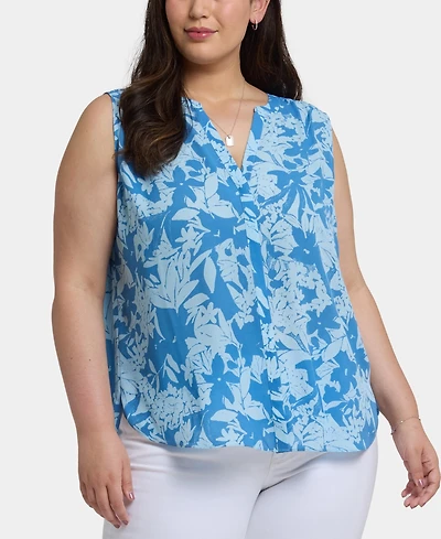 Nydj Plus Sleeveless Pintuck Top